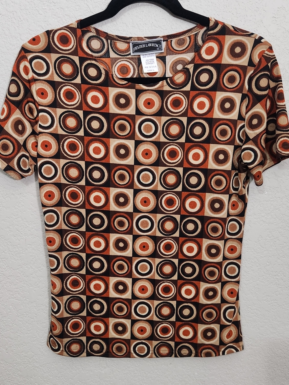 Charter Club Short Sleeve Geo Circle Print Tee - Brown/Orange/Cream